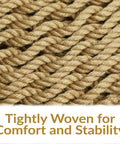 Close-up of tan woven polyester rope on Outdoor Hammock Chair Swing For Reading And Lounging On The Patio Or Indoors 300 lb Capacity Caribbean XL.