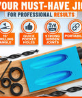 Pocket Hole Jig Kit For Woodworking, 14-Piece Aluminum Pocket Screw Jig Set With 0.2 Millimeter Precision, showing drill guide and accessories