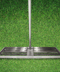 Stainless Steel 30 Inch Lawn Level Rake Pro Grade Yard Tool for Even Grass and Smooth Soil Leveling, with 72-inch handle.