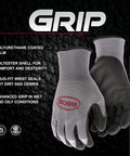 Men's Grip Polyurethane Coated Work Gloves Ten Pack Water and Chemical Resistant Abrasion Resistant Superior Grip Spandex Backing