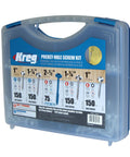 Pocket Hole Screw Kit For Woodworking With 675 Pieces For Do It Yourself Projects case showing screw sizes and types