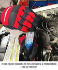Mechanic using Combustion Leak Detector For Engine Block Leaks And Blown Head Gasket Tests Plastic And Rubber Test Kit.