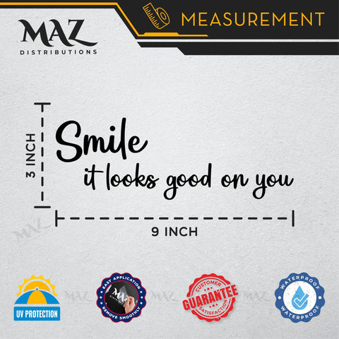 Smile It Looks Good On You Mirror Sticker Vinyl Glass Decals Waterproof Mirror Inspirational Stickers Indoor And Outdoor Use
