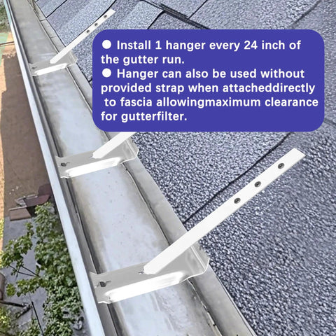 15 Set Aluminum Gutter Hangers With Nine And A Half Inch Straps And Rust Resistant Screws For Eavesless Roof Deck Mounting Durable Brackets For 5 Inch Aluminum Or Steel Gutters Seamless Gutter Hardware In Silver installed on roof