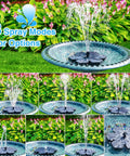 Snowflake Style Solar Fountain With LED Lights 3.5W Solar Power 2000mAh Battery 7 Nozzles for Hummingbird Garden Pool Pond