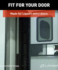 RV Entry Door with Lippert compatibility, showcasing friction hinge kit pack of 2 for fifth wheel and travel trailer, easy install.