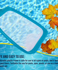 Six Foot Leaf Skimmer Net With Four Aluminum Pole Sections For Pools Spas And Ponds Ultra Fine Mesh Debris Cleanup Tool in use