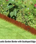 Cor Ten Steel Landscape Edging Kit 20 Ft with Rustic Scalloped Metal Border for garden beds and lawn edges