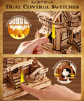 3D Wooden Cuckoo Clock Puzzle Kit For Adults And Teens 435 Piece Model, dual control switches and pull cord