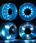 Lit Up Roller Skate Wheels With Bright Dots And ABEC 9 Bearings Installed 65mm By 35mm 82A Eight Pack For Outdoor Or Indoor Double Row Skating Blue Durable PU Wheels
