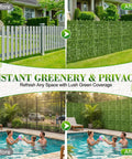 Artificial Ivy Privacy Fence Screen Set 120 By 40 Inches With 12 Pack 20 By 20 Inch Panels Vented Base Grid Delivers Breathable Privacy