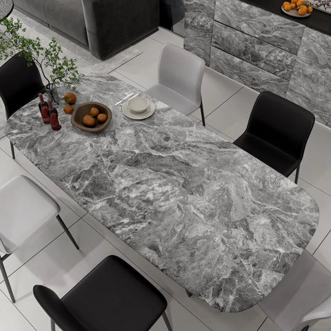 Gray Marble Look Contact Paper Peel And Stick Countertop Wrap For Kitchen And Bathroom Super Easy Install No Mess Waterproof Matte Thick Vinyl With Realistic Texture Removable Wallpaper Roll on dining table