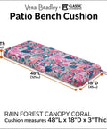 Water Resistant Patio Bench Cushion 48 By 18 By 3 Inches With Cozy High Density Foam And Weatherproof Fabric Rain Forest Canopy Coral