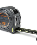 1-3/16 Inch By 25 Foot Dual Sided Tape Measure With Nite Eye Glow, Shockforce Blade And Matte Black Nylon Coated Blade