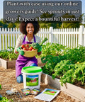 Woman in garden with Backyard Seed Vault With 50 Varieties And 50 000 Plus Non GMO Heirloom Seeds A Five Plus Year Supply