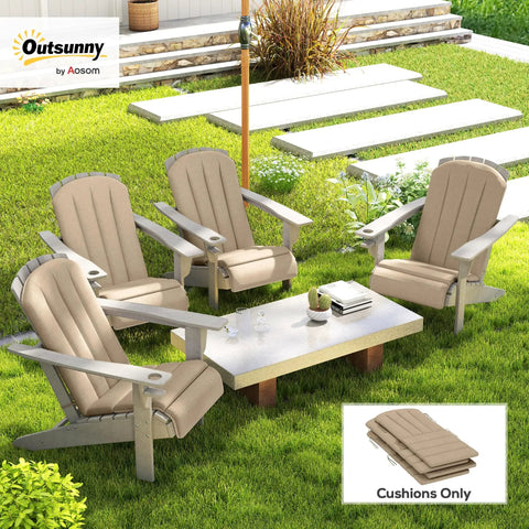 Adirondack Chair Cushion Set Of 4 With Ties 25D High Density Foam For All Day Comfort High Back Patio Cushions Fade Resistant