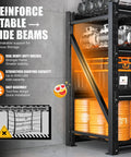 Heavy Duty 68.3 Inch Wide Garage Shelving Rack For Shop Storage, 72 Inch High, 23.4 Inch Deep Shelves To Fit Large Totes And Pallets, Space Saving Industrial Steel Shelves For Tools, Boxes, And Bins with side beam brace