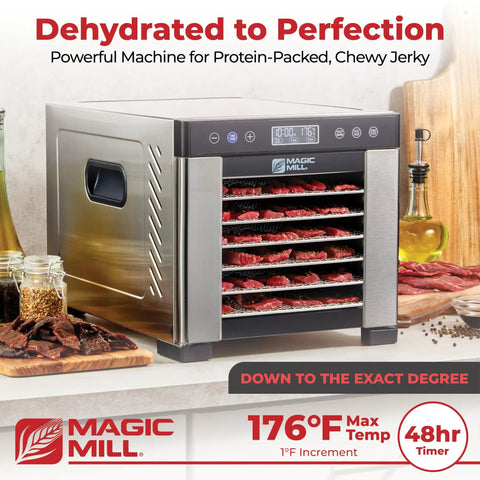 Pro Food Dehydrator With 600W Rear Fan For Even Drying 7 Stainless Steel Trays Temperature Control From 95 To 176 F 48 Hour Timer