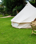 Heavy Duty Screw In Tent Stakes 9.4 Inch Ground Anchors 6 Pack securing large white tent