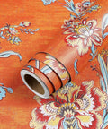 Peel And Stick Orange Floral Wallpaper Roll 21x160 Inches For Bedroom And Living Room Self Adhesive Non Woven Thick Fabric