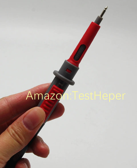 Insulated Silicone Adjustable Length Test Lead Set With Push And Pull Probes For Multimeter DMM 1000V 10A One Hand Use Friendly CAT II 1000V CAT III 1000V CAT IV 600V 1000mm Lead red probe close-up