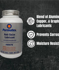 Image of an 8 oz jar of Anti-Seize Lubricant with brush top, featuring aluminum, copper, and graphite blend, prevents corrosion.