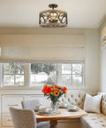 Larkin 15-Inch 3-Light Modern Farmhouse Semi Flush Mount Ceiling Light With Open Drum Style Vibe in kitchen setting