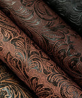 Snag This Hella Cool 4 Pack Of Faux Leather Sheets Measuring 7.7 By 12.9 Inches With A Bold Bump Texture And Dope Geometric Prints Perfect For Easy DIY Crafts And Jewelry Projects Ships Flat featuring artistic embossed designs in dark tones.