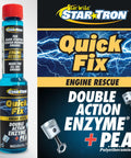 Fast Acting Fuel System And Injector Cleaner Quick Fix For Rough Idles Smooth Ride Gas Tank Additive Featuring Advanced Enzyme Formula To Clear Out Dirt And Bring Your Engine Back To Life Pack Of Two, showing two bottles of engine cleaner.