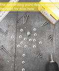 Heavy Duty Self Tapping Screws 410 Stainless Steel 8 X 2 Inch For Metal And Wood 90 Piece Pack on a work table.