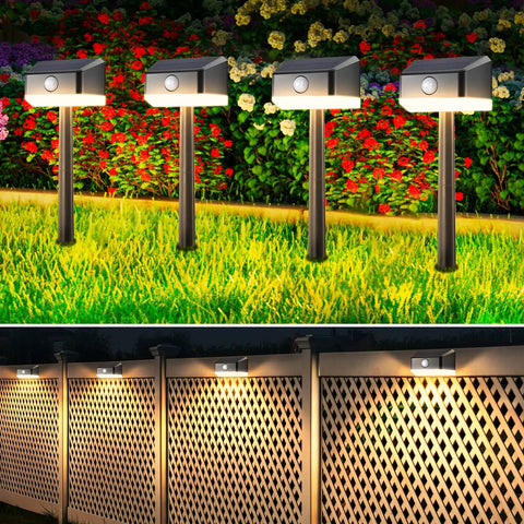 Solar Pathway Lights With Motion Sensor Waterproof Outdoor LED 2 In 1 Lights for Pathway Yard Warm White 4 Pack