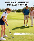 Child using Junior Edition Kids Putter 24 Inch Right Handed With Soft Grip And Alignment Line Black Orange For Ages 3 To 8