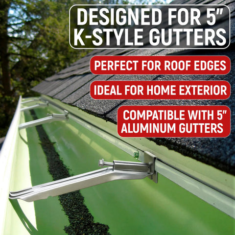 5 Inch Aluminum Gutter Hangers With Screws Easy Install K Style Hidden Gutter Hangers For Sagging Gutters, installed view.