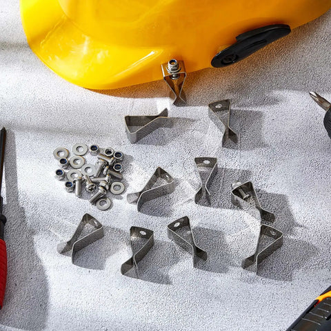 Window Well Cover Clips Outside Hardware Kit With Screws For Basement Egress Windows, heavy-duty steel clips and washers