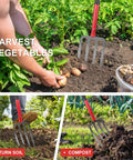 Sturdy 4 Tine Heavy Duty Pitchfork With Fiberglass Handle For Gardening And Farm Work Long 43 Inches Digging Fork Ideal For Hay