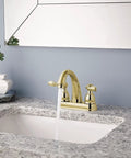 Windemere Centerset Polished Bronze Bathroom Faucet for 4 Inch 3 Hole Vanity Sink, Metal Push Pop Drain, Durable Finish