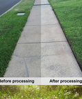 Side-by-side comparison of sidewalk edges before and after using 3 Pack 8 Inch By 2 Inch Edger Blades With 1 Inch Center Hole Fits Stihl Ego Echo Ryobi Kobalt Edgers Plus More Replacement 720237001 41337134101 613223 69601552632, showing clean, sharp edges.