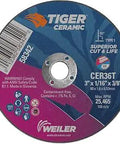 3 Inch Tiger Ceramic Contaminant Free Cutting Wheel For Precision Metal Cutting One Sixteenth Inch CER36T Type 1 Three Eighth Inch Arbor