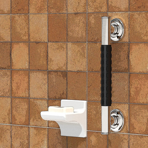 1-1/4 X 24 Inch Stainless Steel Bath Safety Grab Bar With No Slip Rubber Grip ADA Compliant 500 Lb Load Capacity Brushed Nickel