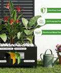 Metal Raised Garden Bed With Trellis And Wheels For Climbing Plants Veggies And Vines Rust Resistant Galvanized Steel Planter 72 By 47 By 16 Inches Includes Drainage Holes And Black Privacy Screen with plants and watering can
