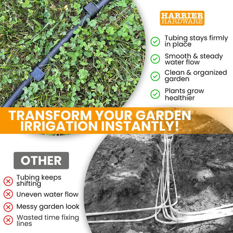 Heavy Duty One-Half Inch Irrigation Tubing Anchor Stakes Six Inch Long, 32-Pack for securing hoses in gardens and planters