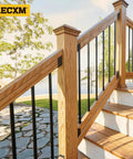 Rock Solid 35 Degree 201 Stainless Steel Deck Railing Connectors Fit 2 By 4 Lumber Black Powder Coated Heavy Duty Outdoor Stair Bracket Pair No Sweat Setup Corrosion Resistant Deck Hardware on wooden railing.