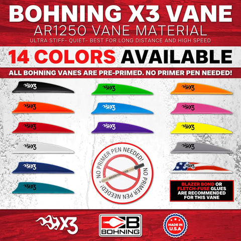X3 Vane 3 Inch Satin Blue 36 Pack Perfect For Hunting And 3D Rigs Built For Fixed Blade Or Mechanical Broadheads AR1250 multicolor display