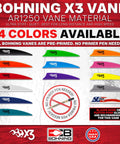X3 Vane 3.5 Inch Archery Vanes Black 36 Pack For Hunting And 3D Shoots AR1250 Vane Material multiple colors displayed