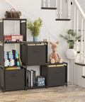 Six Cube Storage Organizer With Three Extra Drawers, Dope Sturdy Modular Shelves For Bedroom Living Room next to staircase