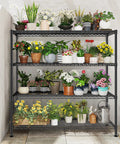 Extra Wide 4 Tier Storage Rack With 800 Lbs Capacity Adjustable Shelves Black Metal Shelf Unit For Garage Closet Kitchen Utility And Bulk Storage Heavy Duty Steel Construction For Long Lasting Use, 45W x 13.5D x 59.4H black steel shelving for potted plants