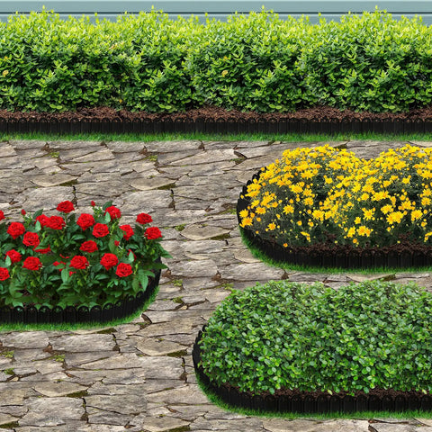 Thickened Sturdy Garden Edging 15Ft Raised 4.3 Inch Plastic Flower Bed Border No Sweat Easy Install Splicable Landscaping Edging