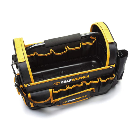 16 Inch Handled Tool Tote Bag With Reinforced Bottom And Water Resistant Construction featuring 42 Inch Removable Adjustable Strap