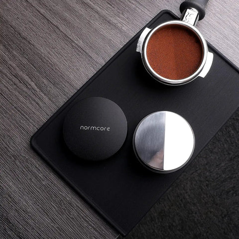 58mm Coffee Distribution Tool For Espresso Portafilter Leveler With Adjustable Depth And Stainless Steel Base on mat