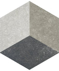 Gray Hex Porcelain Tile 8.63 Inch By 9.88 Inch Glazed Slightly Textured Low Sheen for Floor and Wall Grade 1 design close view